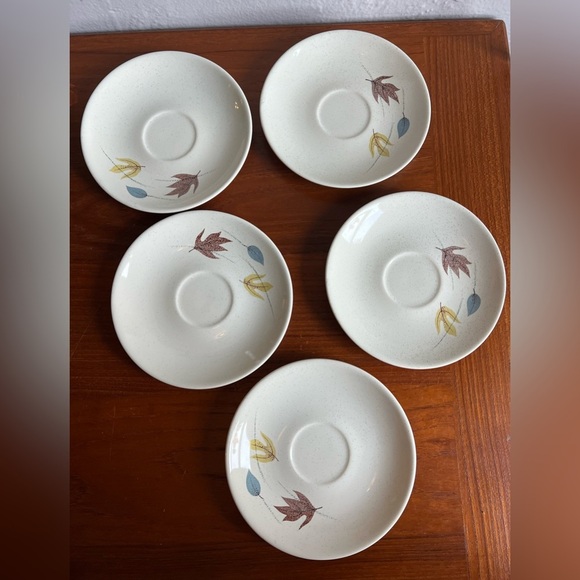 Franciscan Autumn Leaves 5 Saucer Plates Vintage MCM Pottery Mid Century Modern - Picture 6 of 9
